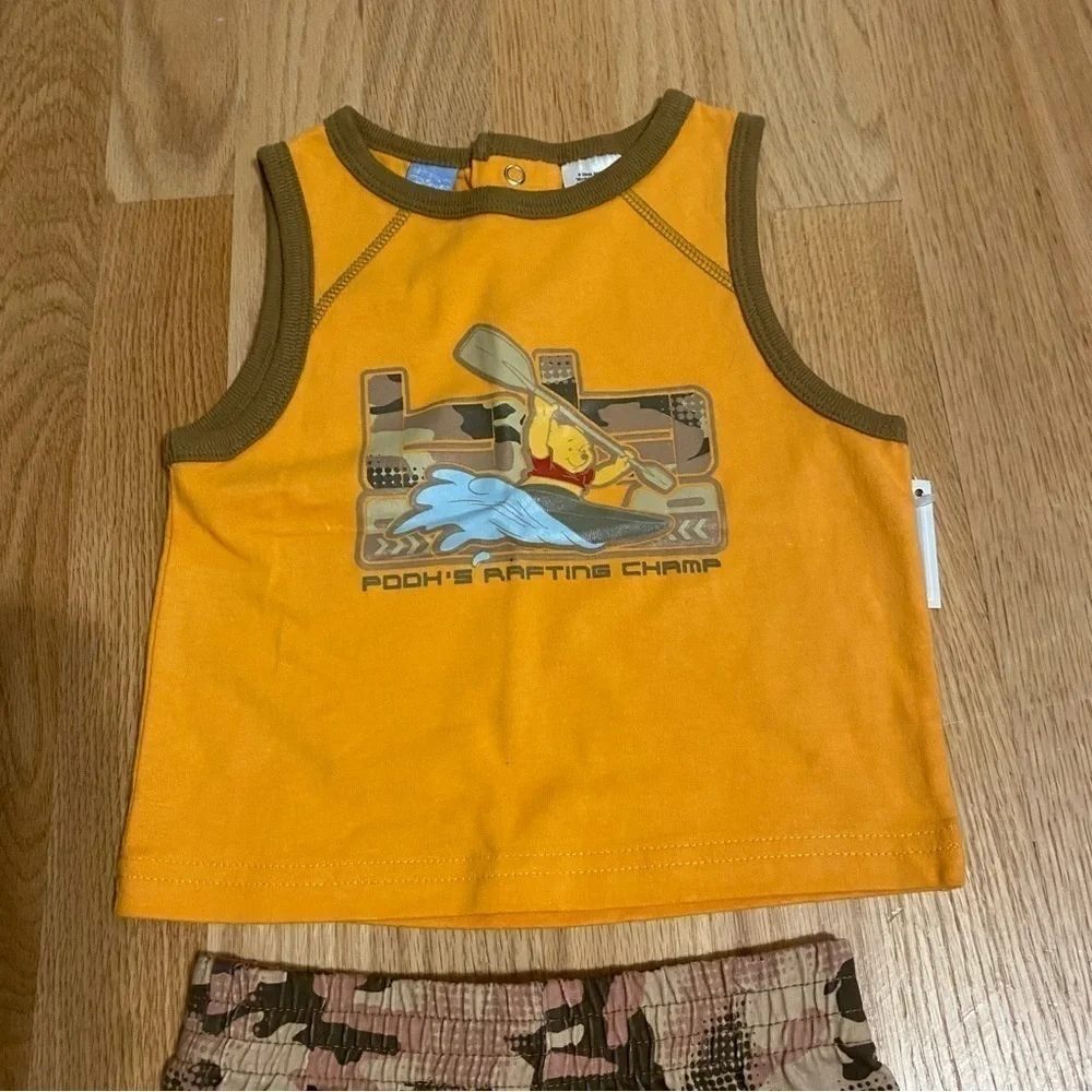 Vintage Disney Outfit NEW 12 Months Orange Brown Rafting Kayak Winnie the Pooh
